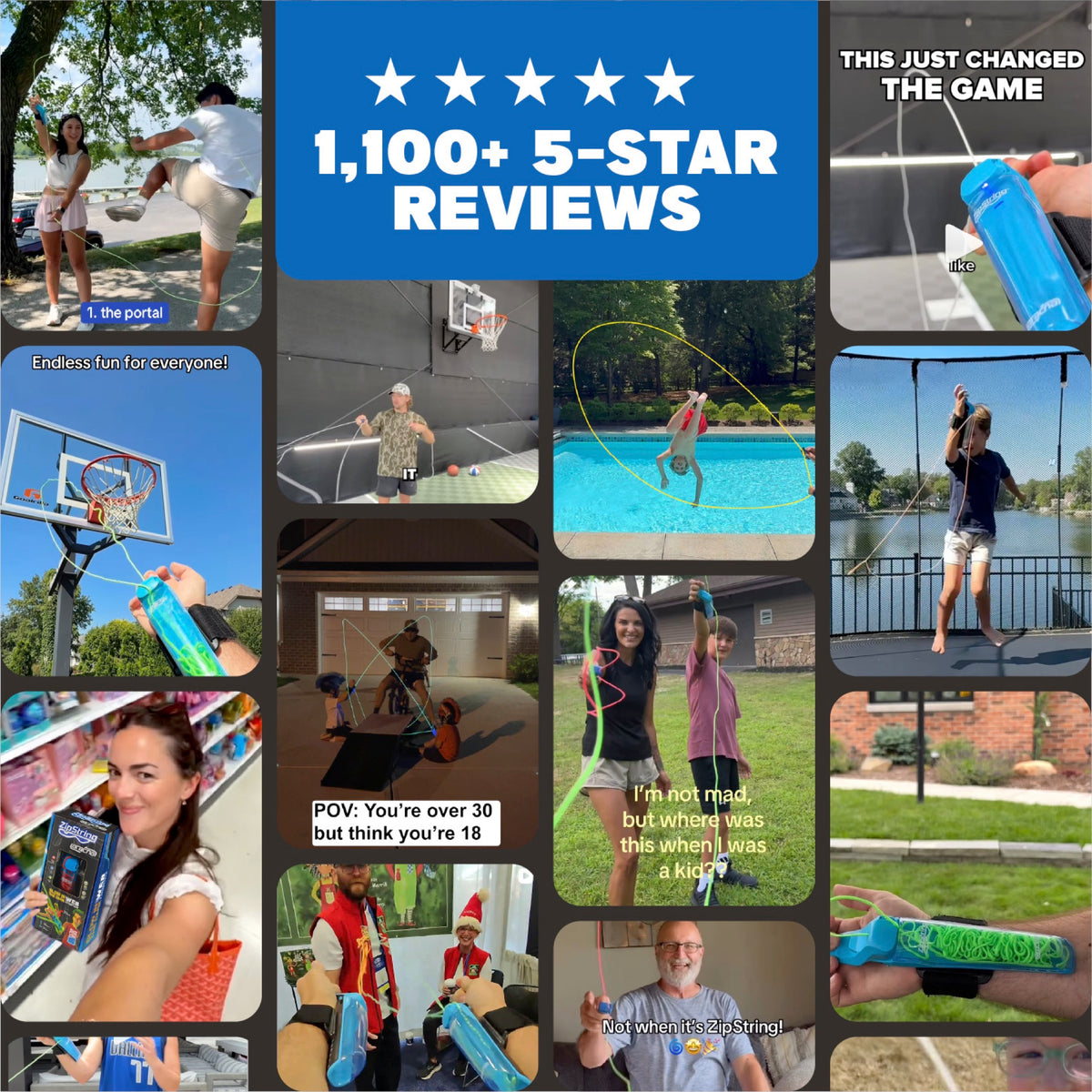 1,100+ 5-star reviews - real ZipString Aracna customer photos