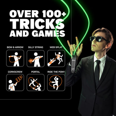 Over 100+ tricks and games - Bow and Arrow, Silly String, Web Splat, Corkscrew, Portal, Ride the Pony 